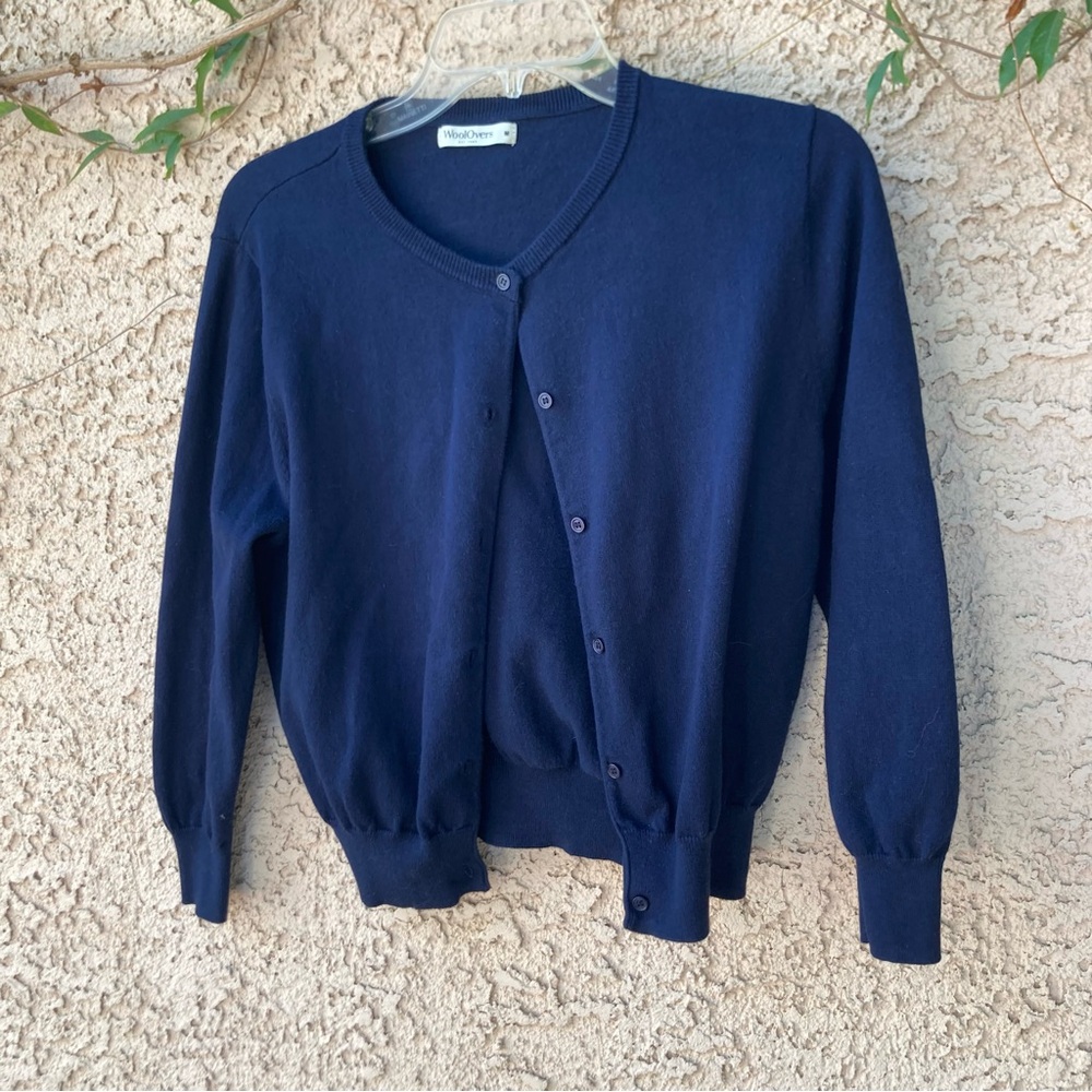 Woolovers Navy Cardigan, Organic cotton / Silk size M